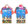 thumbnail image 4 of HAPPY BAY Men's Hawaiian Shirt Tropical Flamingo Beach Shirts Casual Button Down Short Sleeve Dress Shirts for Men XXL Booze, Red, 4 of 5