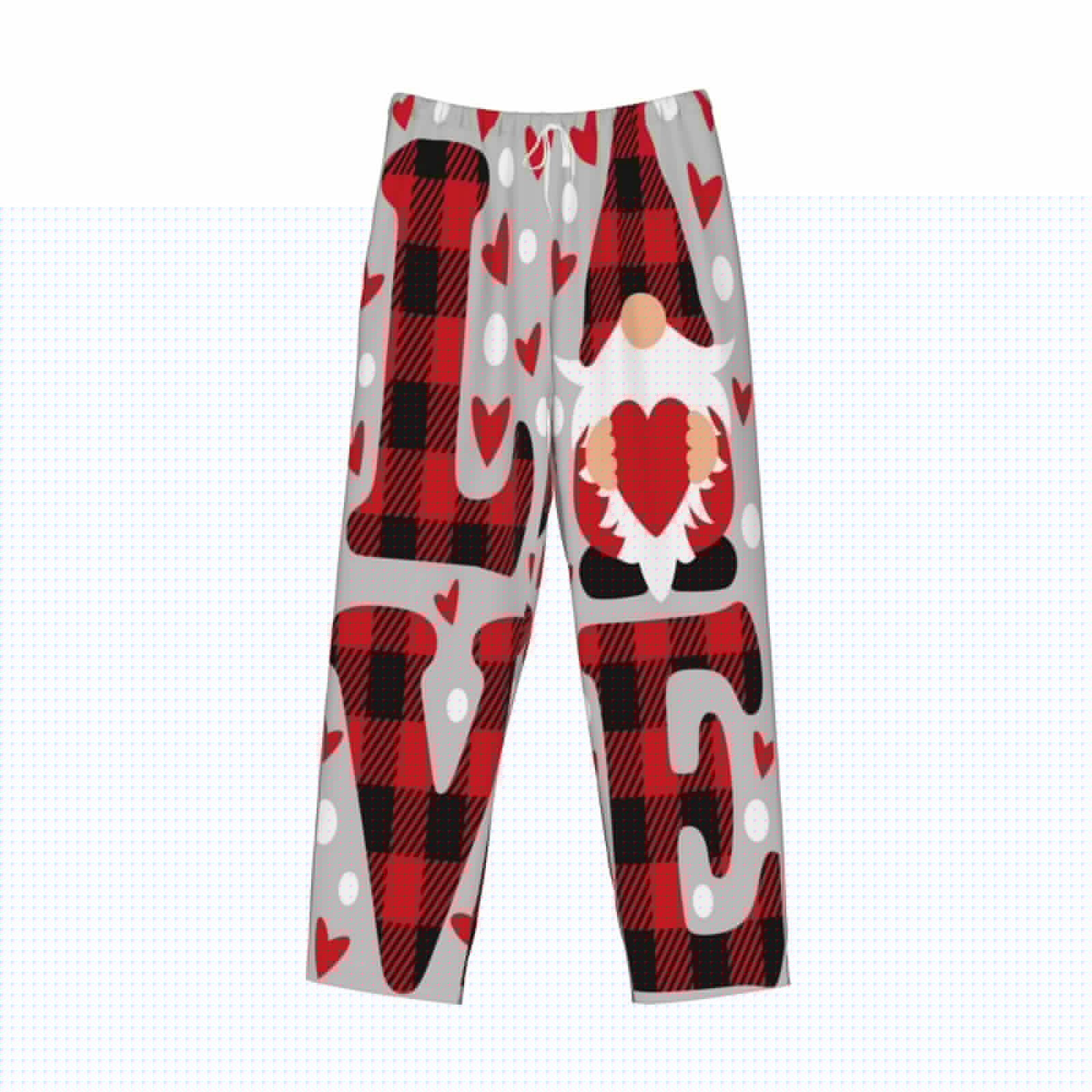 thumbnail image 4 of Bingfone Buffalo Plaid Love And Gnome Mens All Over Print Sleep Pajama Pants-Large, 4 of 9
