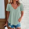thumbnail image 4 of FRSASU Summer Tops for Women Casual Palace Lock Blouse Eyelet Hollow Out Plus Size Short Sleeve Shirts Army Green, 4 of 9