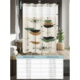 thumbnail image 6 of No Hook Cloth Fabric Shower Curtain with Snap in Liner, Navy Bohemian Waterproof Shower Curtains Set with See Through Top Window, Geometric Abstract Stripes Vintage Beige Bath Curtains Shower 60"x72", 6 of 6