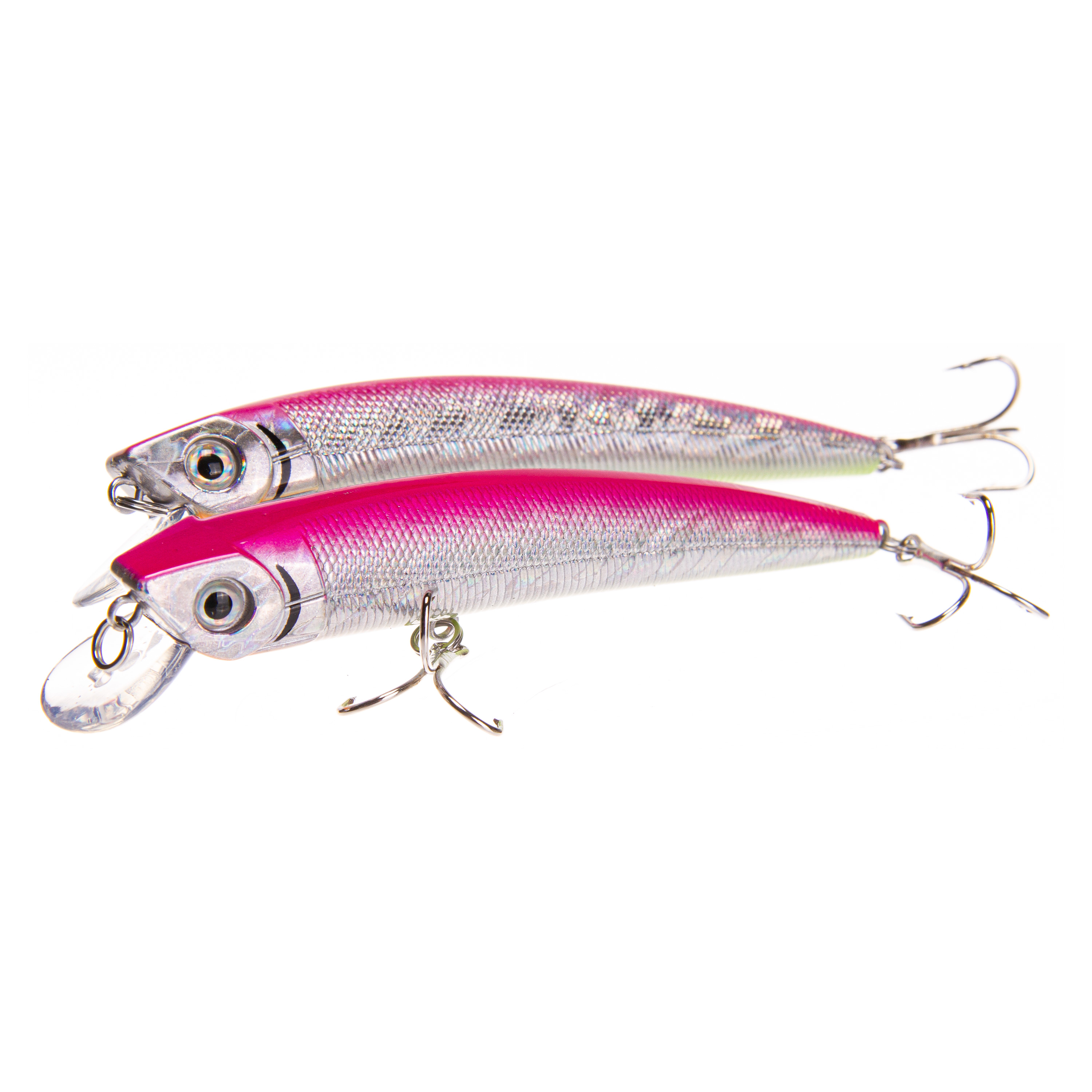 Ozark Trail Inshore Saltwater Minnow Fishing Lures, Pink/Silver, 4.75 in, 2-Pack