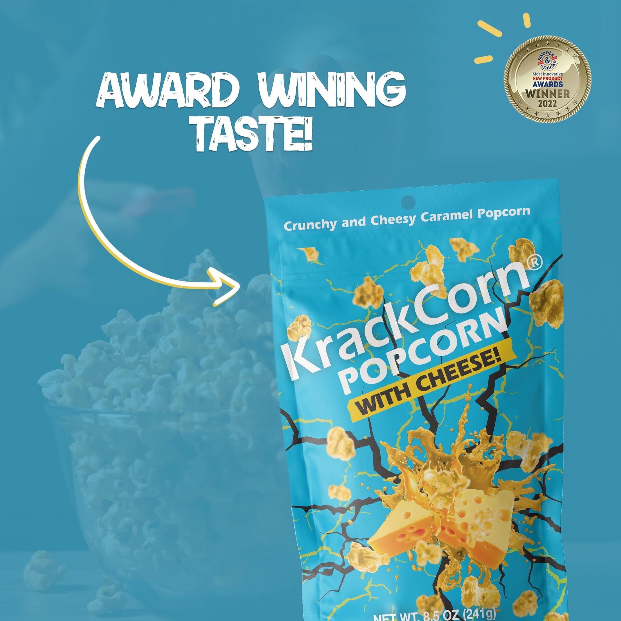 Cheddar Cheese Popcorn - Gluten-Free, Non-Gmo Cheddar And Caramel Popcorn, Sweet And Salty Corn Gourmet Snack - Delicious Treat For Family Parties, Movie Nights - 2 Pack
