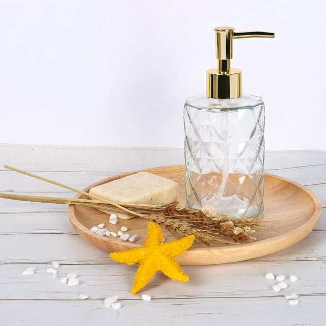 Dispensador de jabon baño 330ml -11onzas dispensador de jabon Cocina,Juego de dispensador de jabón de Manos y Platos para Fregadero de Cocina con Bomba de Plástico (Oro)