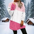 thumbnail image 3 of ZUKMRJPC Women's Flannel Sweatshirts Winter Warm Fleece Round Neck Fashion Color Block Long Pullover Soft Comfy Casual Tops with Pocket, 3 of 8