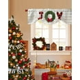 thumbnail image 4 of Christmas Garland Tie Up Valances Curtain, Joy Red Bow Beige Wood Grain Winter Adjustable Rod Pocket Short Window Treatment Tie Up Curtains Valances for Kitchen Living Room Bathroom 42x18 Inches, 4 of 9