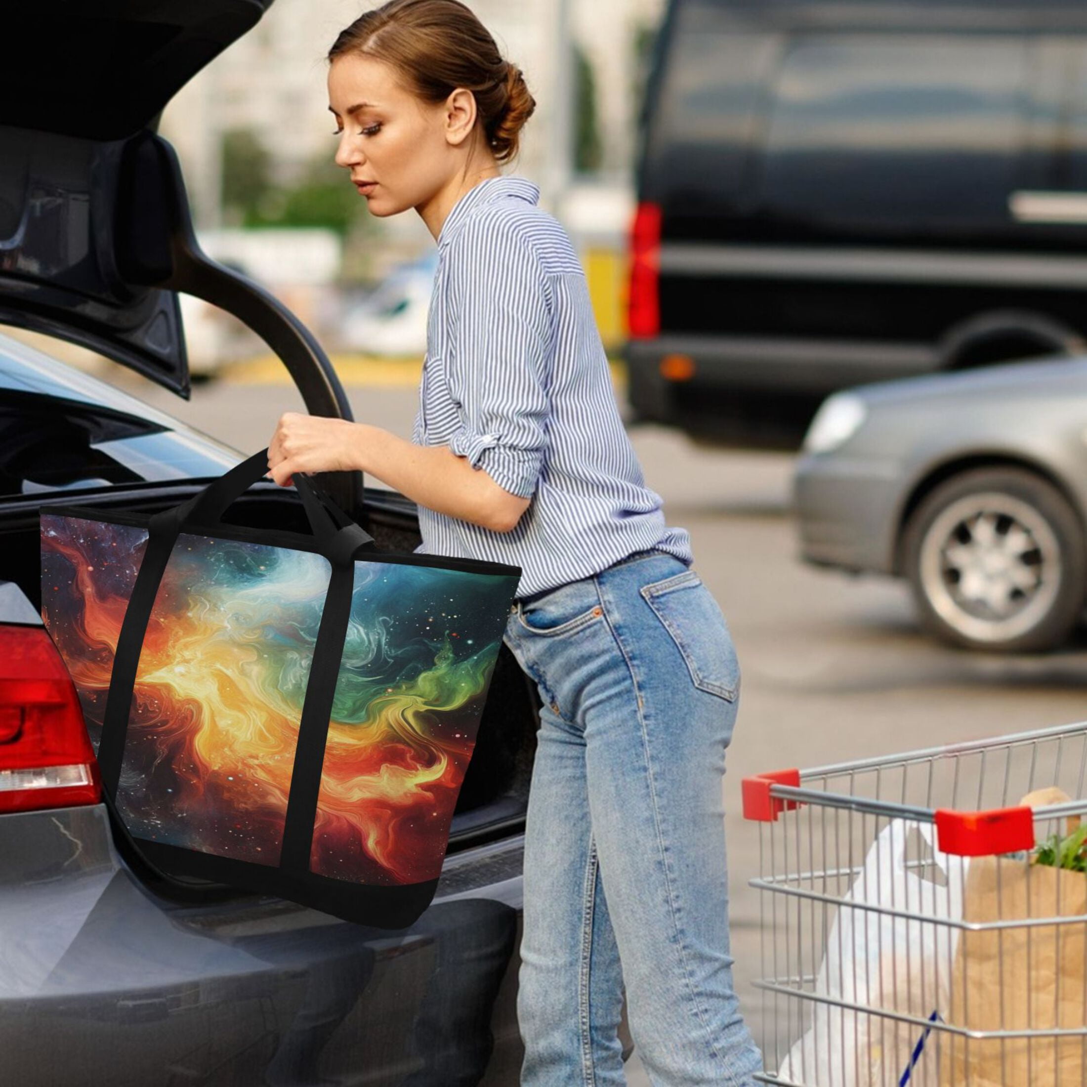 Large Hand-held Ice Pack Picnic Bag Insulation and Refrigeration Suitable for Shopping Picnics and Camping Color Universe