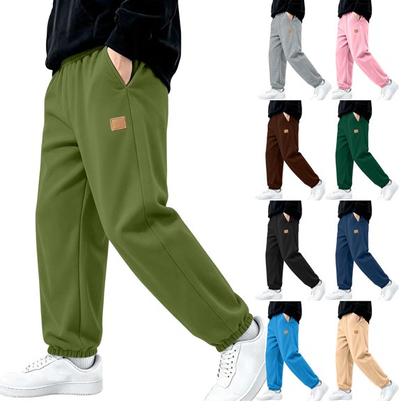 Bovxnpu Boys Sweatpants School Sports Pants Kids Comfortable Cargo Sweatpants Elastic Waist Trousers