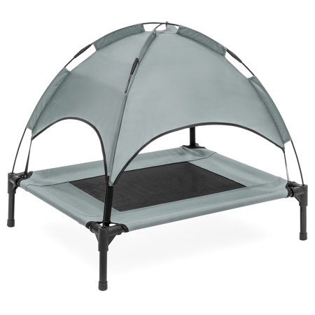 Best Choice Products 30in Raised Mesh Cot Cooling Dog Bed w/ Removable Canopy