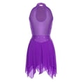 thumbnail image 5 of iiniim Women's Color Block Lyrical Dance Dress Sleeveless Ruched Figure Skating Modern Dancewear Purple L, 5 of 7