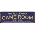 thumbnail image 1 of The Ruiz Family Blue Game Room Metal 6x18 Sign 106180037034, 1 of 1