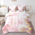 thumbnail image 1 of YST Pink Marble 7-Piece Bedding Set, Watercolor Painting King Size Comforter Set, Modern Abstract Artwork, 1 of 4