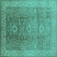 thumbnail image 1 of Ahgly Company Machine Washable Indoor Square Oriental Turquoise Blue Traditional Area Rugs, 5' Square, 1 of 4