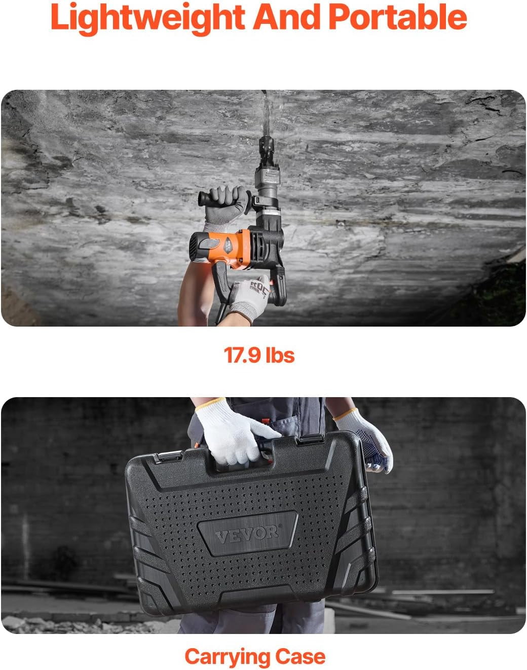 Demolition Jack Hammer, MAX 1400W Electric Jackhammer Heavy Duty, 2900 BPM Concrete Breaker 2pcs Chisels Bits Chipping W/Case, Gloves