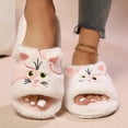 thumbnail image 2 of Fuzzy Slippers For Women Slippers Fuzzy Comfortable Shoes Cute Cat Print Open Toe Flat Slides Cozy Fall Winter Home Footwear Warm Cozy Winter House Slippers Bedroom Indoor House Shoes, 2 of 7