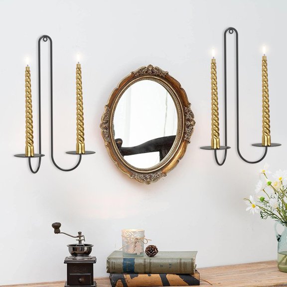 Iron Candle Sconce Libra Style Wall Candle Holder Hanging Candle Holder for Living Room Dining Room And Fireplace Decor