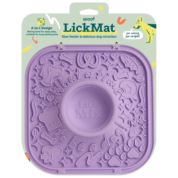 Tapete de lamido para perros WOOF, comedero lento de silicona libre de BPA
