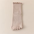thumbnail image 5 of JUUNthy Toe Socks for Womens, Stretch Comfort Breathable Ruffles Mid Cut Casual Five Finger Crew Socks Pink, 5 of 12