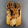 thumbnail image 1 of Escultura de madera para colgar en la pared, tallado de animales, hecho a mano, mapache, oso, ciervo, decoración pintada a mano para el hogar, sala de estar, envío directo, 1 of 4