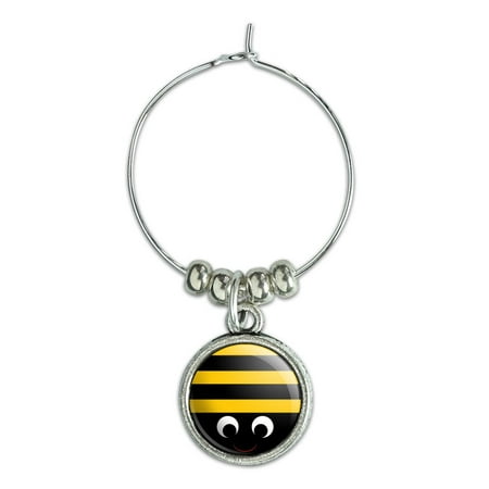 Bumble Bee Party Girl Birthday Wine Glass Charm Drink Marker