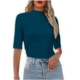 thumbnail image 1 of Birdeem Mode Femmes Été T-Shirt Uni à Col Rond Manches Courtes Blouse Décontractée, 1 of 10