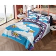 thumbnail image 4 of Ambesonne Emoji Fitted & Top Sheet Set with Shams, Hippie Azure Funny Faces Art, Deep Sky Blue White Lilac, 4 of 5