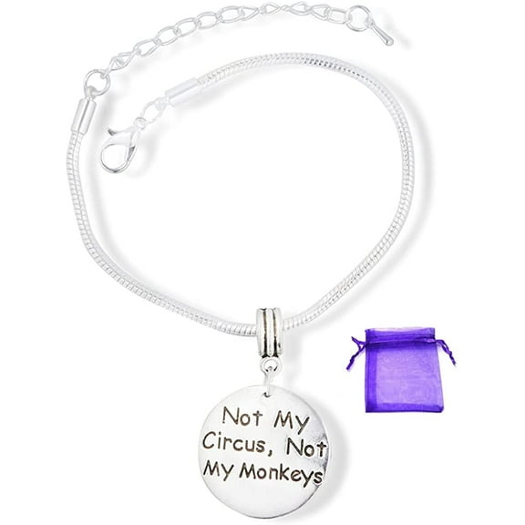 Retirement Gifts for Women | Not My Circus Not My Monkeys Hypoallergenic Stainless Steel Snake Chain Charm Bracelet as a Going Away Gift for Coworker or Gifts for Best Friend and Best Retirement Gifts