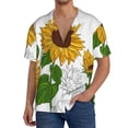 thumbnail image 3 of Wukai Plump Sunflower And Sketch Men's Casual Short-Sleeve Button Down Shirt - Lightweight Summer Dress Shirt for Daily Wear-XX-Large, 3 of 7