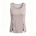 thumbnail image 4 of Womens Summer Tank Tops Round Neck Sleeveless Buttons Casual Dressy Tunics Basic Business Work T Shirts Blouses, 4 of 6