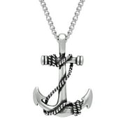 Believe by Brilliance Men's Stainless Steel Roped Anchor Pendant Necklace