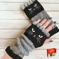 thumbnail image 4 of Women’s Knitted Fingerless Gloves with Cute Cat Embroidery, Warm Cat Embroidery Splicing Knitted Gloves with Thumb Hole, 4 of 6
