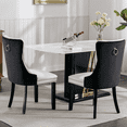 thumbnail image 3 of Tcbosik Modern Upholstered Chairs Set of 2, PU Leather & Velvet Dining Chair with Solid Wood Legs, Side Chair with Button Tufted Back for Living Room, Kitchen, White & Black, 3 of 11
