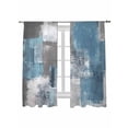 thumbnail image 2 of Sheer Curtains 63 Inches Long, Blue Grey Light Filtering Window Curtains for Living Room/Bedroom, Modern Oil Painting Art Abstract Rod Pocket Voile Sheer Curtain Drapes, 52"W x 63"L, 2 Panels, 2 of 8