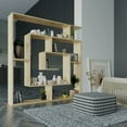 thumbnail image 1 of JV Home Labyrinth Collection 51x49 Inch Grand Bookcase Stylish Bookshelf 6 Tier Shelving Storage for Living Room Kitchen Laundry Bedroom (Oak), 1 of 7