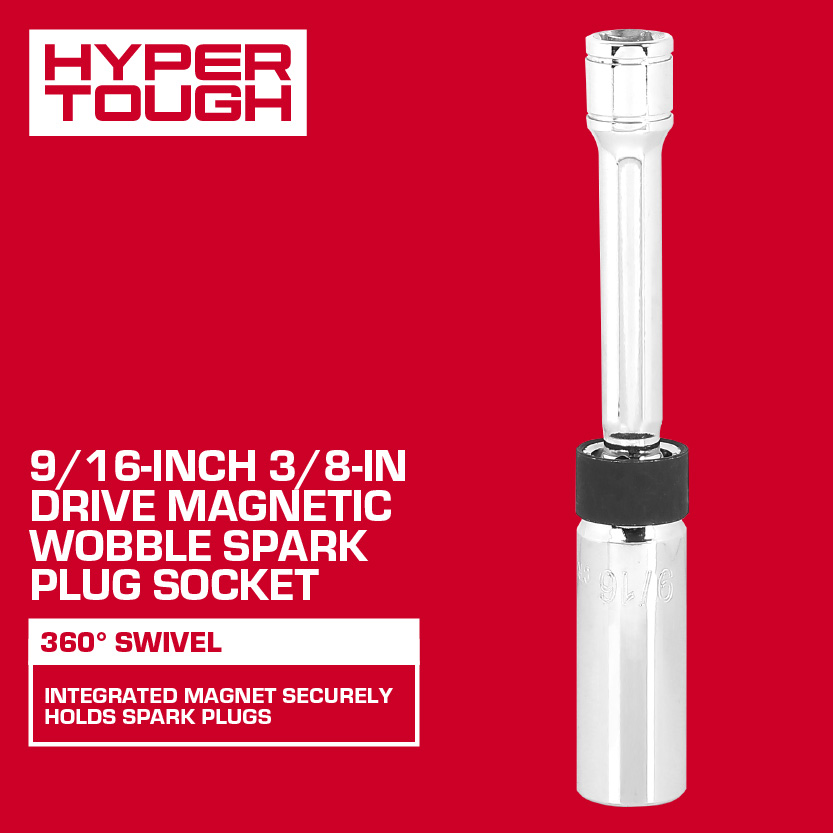 Dado de bujía magnético oscilante Hyper Tough de 3/8 de pulgada y 9/16 de pulgada 2