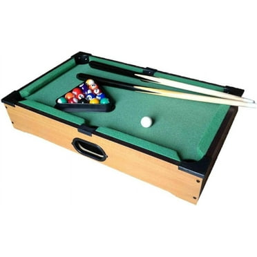 Mini Pool Table & Billiard Set | Small Billiards Balls, Pool Cues, Triangle Rack, Chalk Desk Games for Travel,Friends, Office