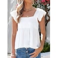 thumbnail image 4 of Women'S Casual Square Neck Ruffle Cap Sleeve Peplum Babydoll Blouse Tank Top White M, 4 of 6