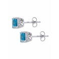 thumbnail image 2 of PalmBeach Jewelry Cushion-Cut Blue Cubic Zirconia Stud Earrings 2.70 TCW Sterling Silver, 2 of 4