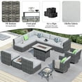 thumbnail image 2 of Ovios 13 Pieces Outdoor Patio Furniture with Fire Pit Table Wicker Patio Sectional Sofa with Swivel Chairs for Backyard, 2 of 6
