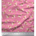 thumbnail image 1 of Soimoi Pink Velvet Fabric Dot,Leaves & White Flower Floral Decor Fabric Printed Yard 58 Inch Wide, 1 of 1