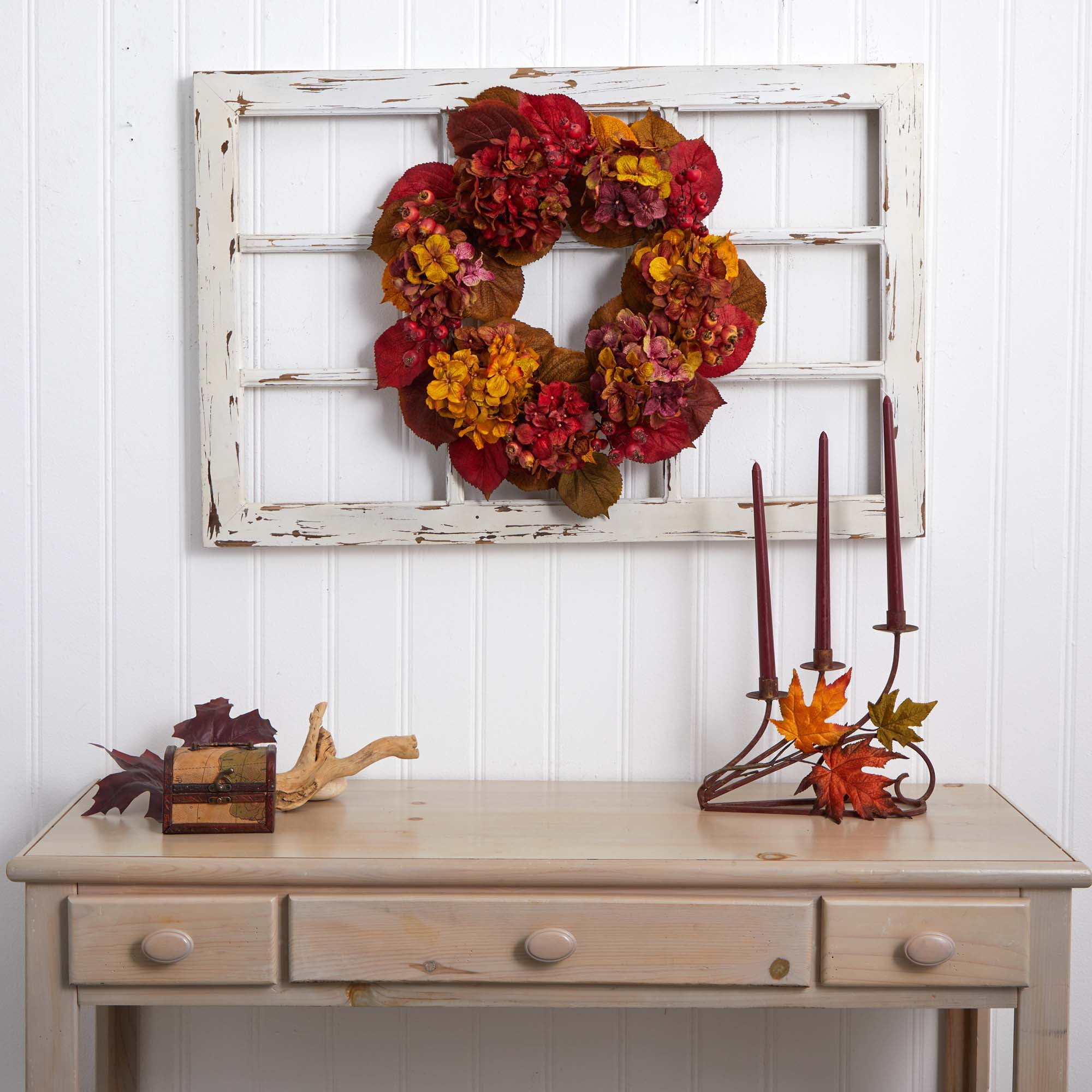 Nearly Natural Polyester Wreath, 24" (Assorted Colors)