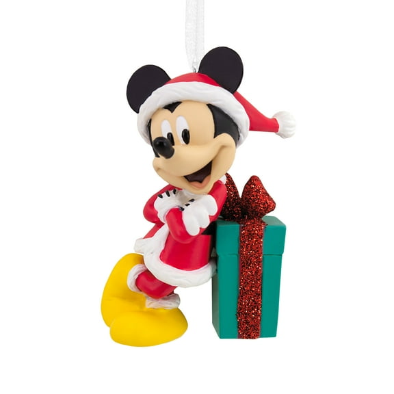 Hallmark Mickey Mouse Resin Present Christmas Figurine Ornament, 3.04"