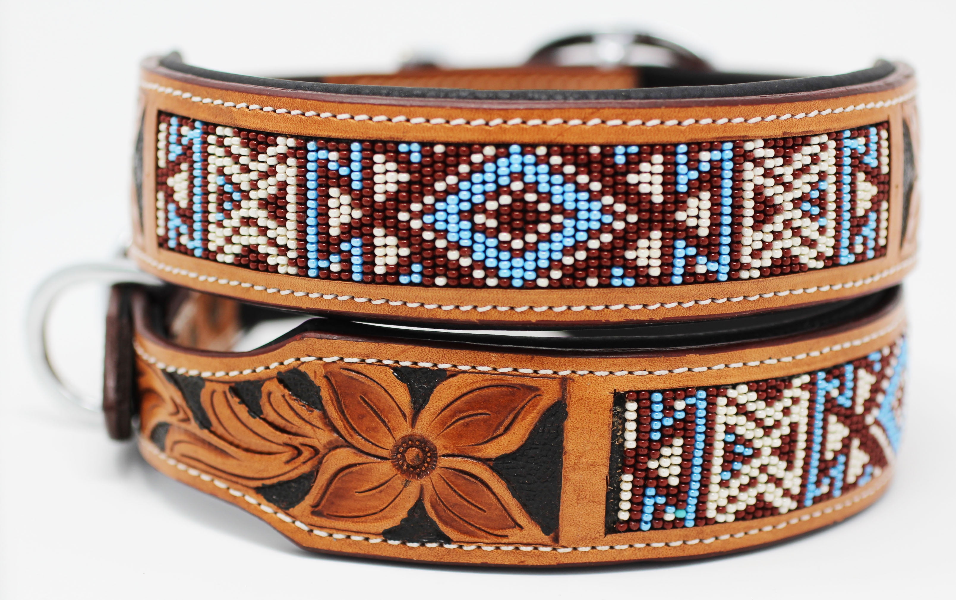 Large 21''- 25'' Rhinestone Dog Puppy Collar Crystal Cow Leather  6055