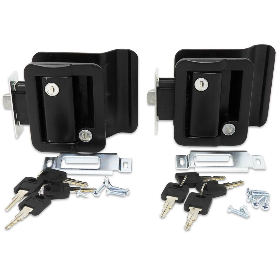 2 Pack Black RV Entry Door Lock Handle Knob w/ Deadbolt Camper Travel Trailer