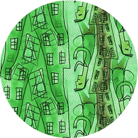 

Ahgly Company Indoor Round Patterned ForestGreen Area Rugs 7 Round