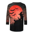 thumbnail image 4 of VKOYWKM Halloween Shirts for Women 3/4 Length Sleeve Women Tops Halloween Witch Graphic T Shirts Funny Crew Neck Vintage Blouses, 4 of 4