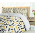 thumbnail image 5 of Ambesonne Yellow Duvet Cover Sets, Watercolor Boho Feathers Art, 2-Queen, Mustard Black and Grey, 5 of 7