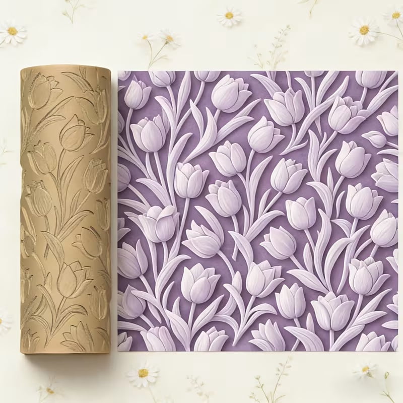 Tulip Textured Embossing Polymer Clay Roller  a must-have texturing tool for ceramic sculptures