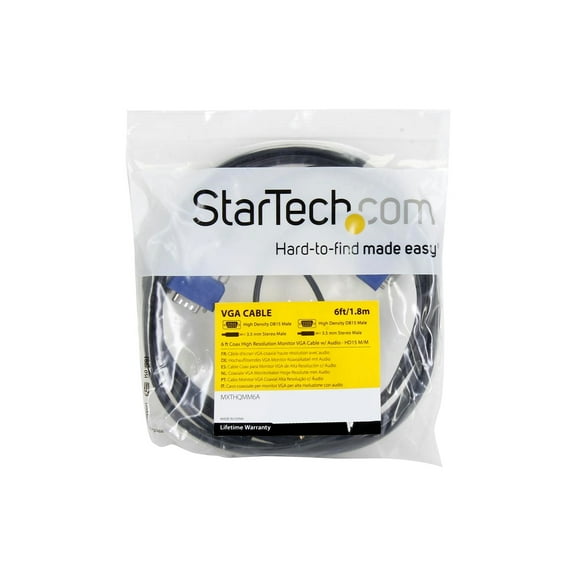 StarTech.com MXTHQMM6A 6 ft. Coax High Resolution Monitor VGA Cable w/ Audio
