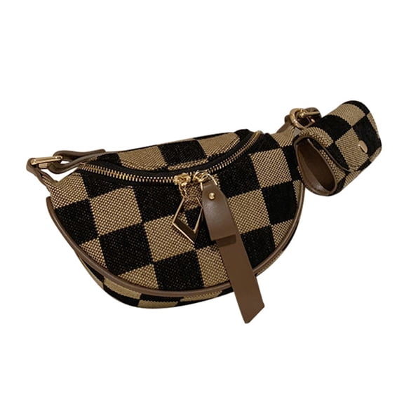 Yoetaun Women's Brown Checkered Chest Pack With Headphone Bag Shoulder Purse Crossbody Bags For Casual And Fashionable Wear