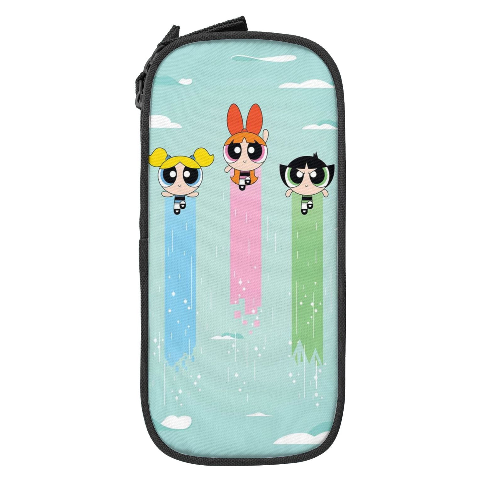 The Powerpuff Gi-rls Pencil Case Large Capacity Pencil Pouch Penbag Office Stationery Organizer Travel Makeup Bag Black